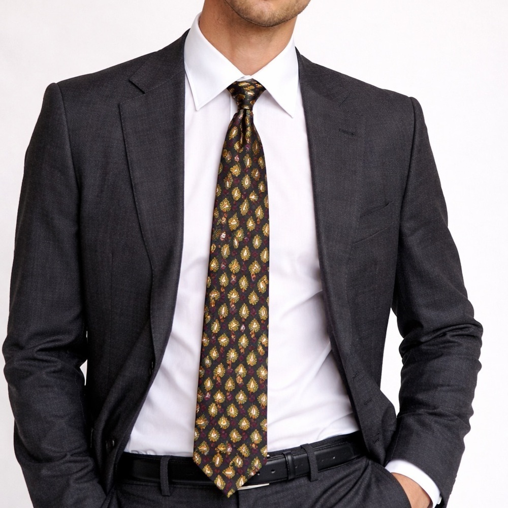 YSL  vintage printed silk tie